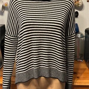 Alice + Olivia Black and White Striped Turtleneck Sweater